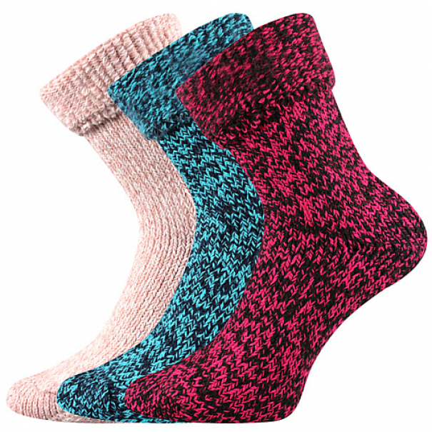 Ponožky silné dámské Voxx Tery 3 páry (modré, růžové, červené), 35-38