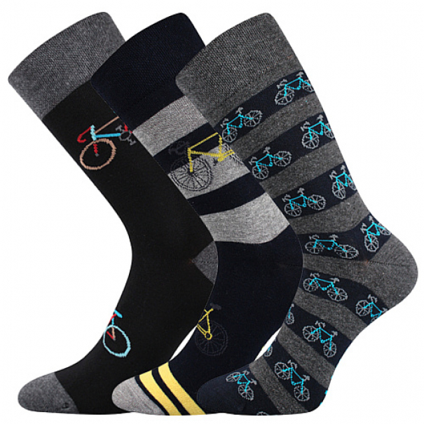 Ponožky unisex klasické Lonka Debox Kola 3 páry (tmavě šedé, černé, šedé), 39-42