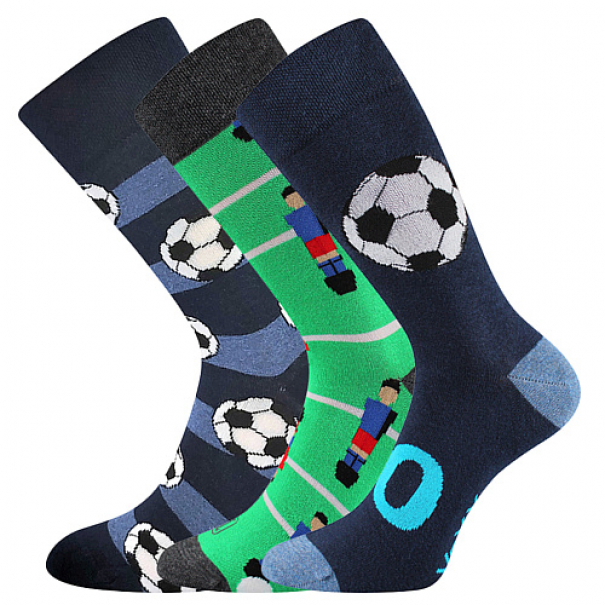 Ponožky unisex klasické Lonka Debox Fotbal 3 páry (zelené, černé, modré), 39-42