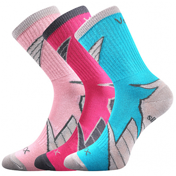 Ponožky dětské sportovní Voxx Joskik 3 páry (modré, tm.růžové, růžové), 20-24