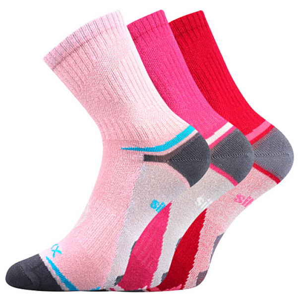 Ponožky dětské sportovní Voxx Optifanik 03 3 páry (růžové, tmavě růžové, červené), 25-29