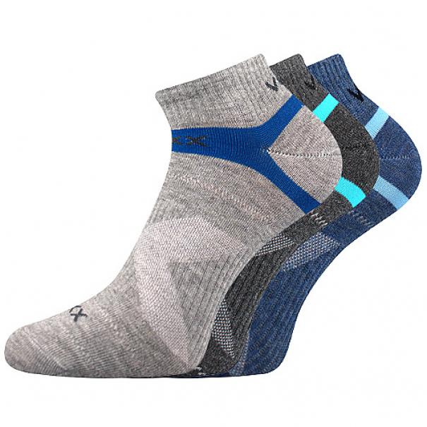 Ponožky klasické unisex Voxx Rex 14 3 páry (modré, tmavě šedé, světle šedé), 39-42