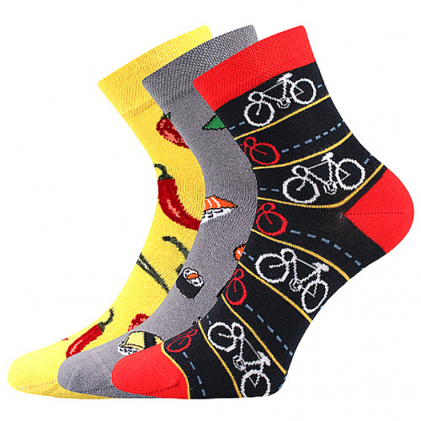 Ponožky letní unisex Lonka Dedot Mix 3 páry (žluté, šedé, černé), 35-38
