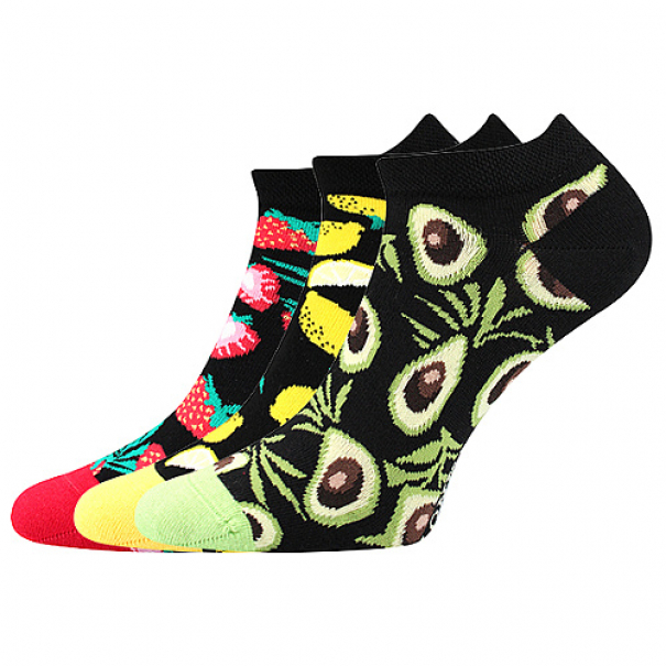 Ponožky letní unisex Lonka Dedon Mix 3 páry (černé-červené, černé-žluté, černé-zelené), 39-42