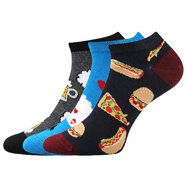 Ponožky letní unisex Lonka Dedon Mix 3 páry (šedé, modré, černé), 43-46
