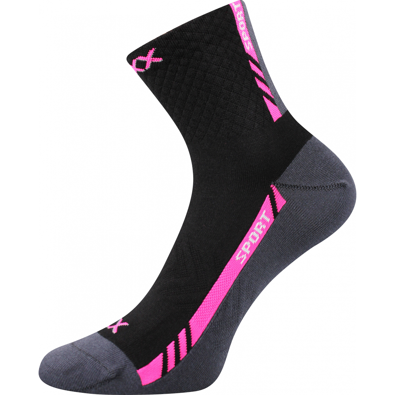 Ponožky slabé sportovní unisex Voxx Pius - černé-růžové, 39-42