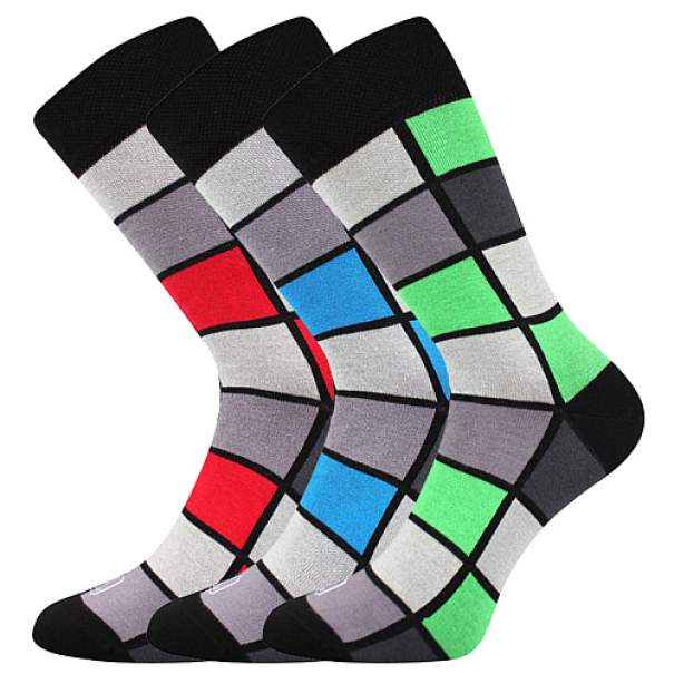 Ponožky klasické pánské Lonka Wearel 024 3páry (červené,modré,zelené), 39-42