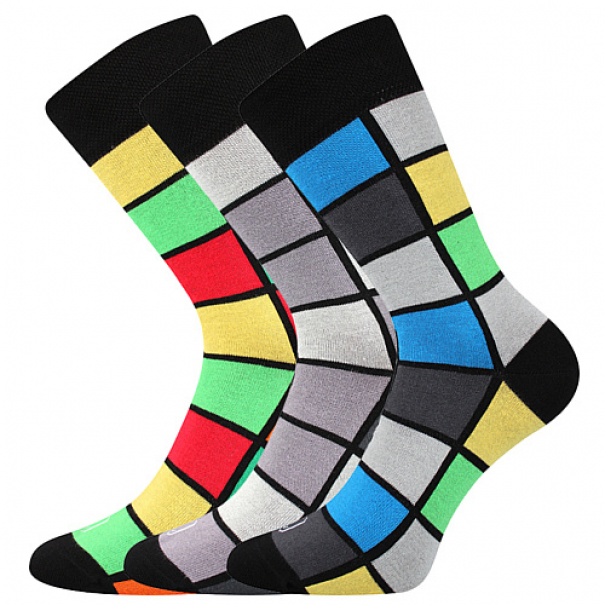 Ponožky klasické pánské Lonka Wearel 024 3 páry (červené, modré, šedé), 39-42