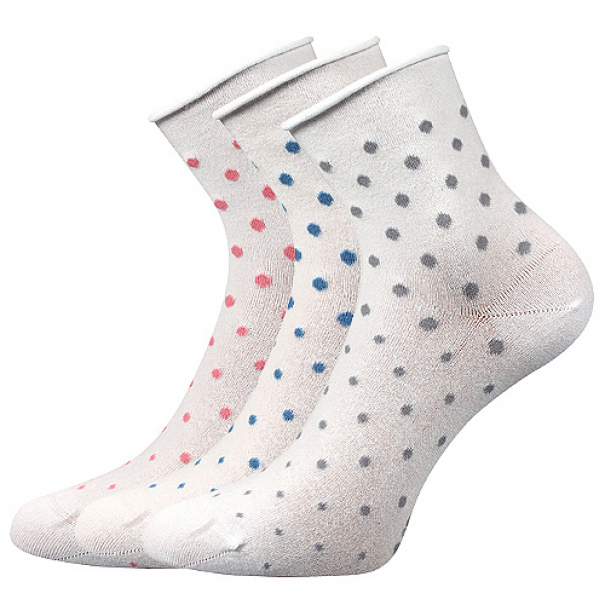 Ponožky letní dámské Lonka Flagran Puntíky 3 páry - bílé, 35-38