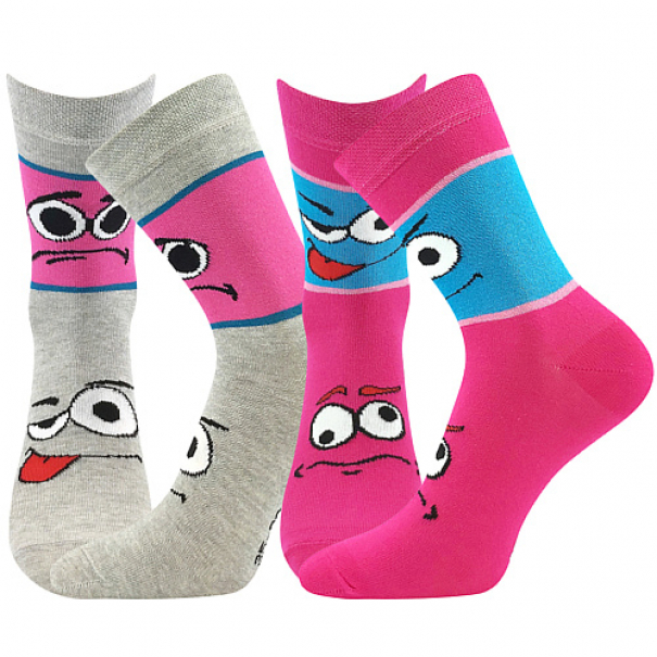 Ponožky dětské Boma Tlamik 2 páry (šedé, růžové), 20-24