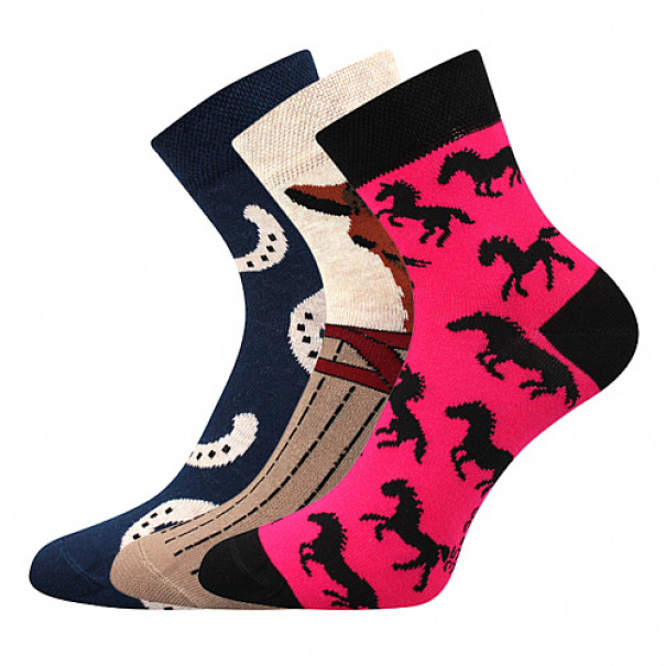 Ponožky letní dámské Boma Xantipa 64 Koník 3 páry (černé, béžové, růžové), 35-38