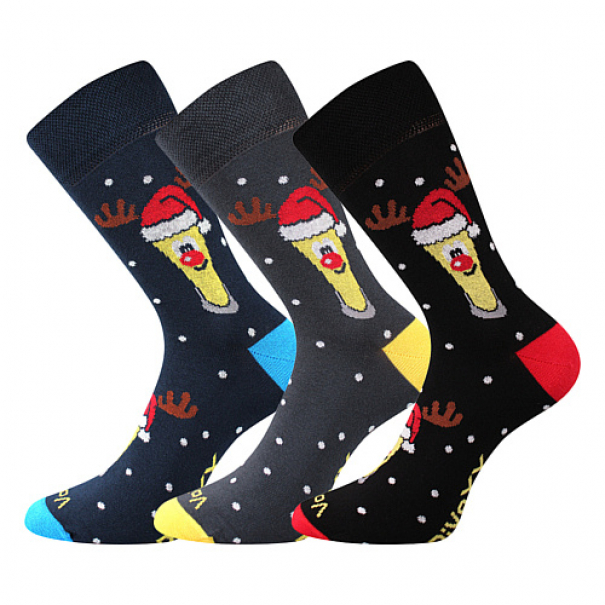 Ponožky pánské slabé Voxx PiVoXX Vánoce 3 páry (navy, tmavě šedé, černé), 39-42