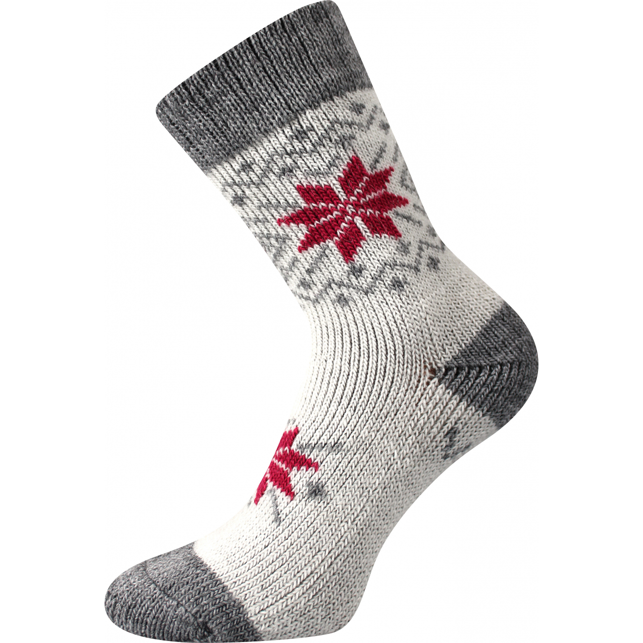 Ponožky unisex vlněné Voxx Alta - světle šedé-červené, 35-38