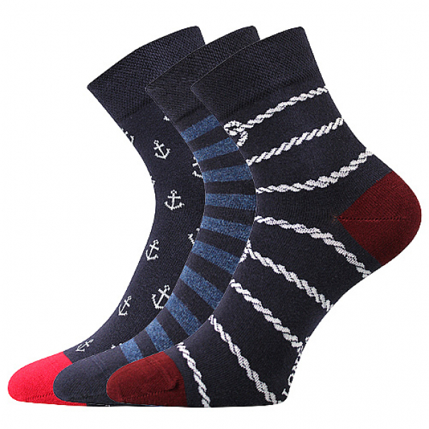 Ponožky letní unisex Lonka Dedot Mix 3 páry (navy-modré, 2x navy-bílé), 35-38