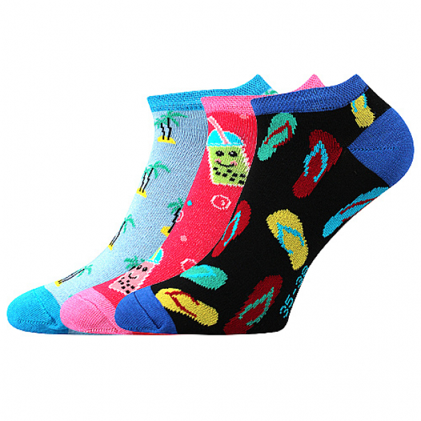 Ponožky letní dámské Boma Piki 64 Holka 3 páry (modré, černé, růžové), 35-38