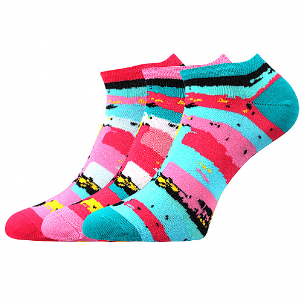 Ponožky letní dámské Boma Piki 66 Pruhy 3 páry (růžové, tmavě růžové, modré), 35-38