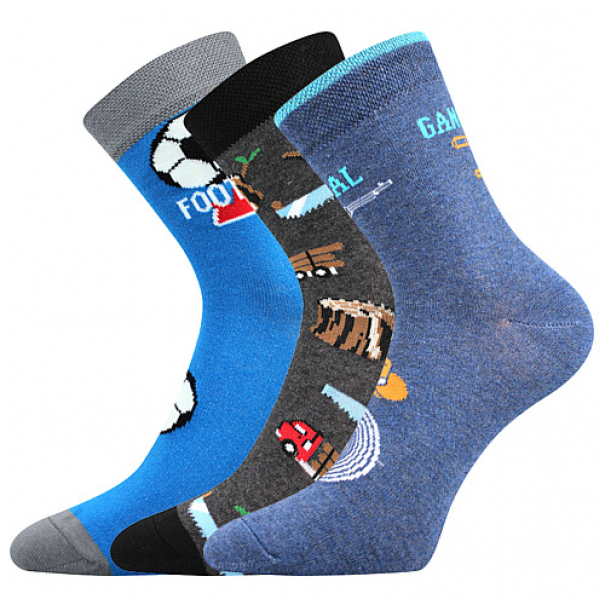 Ponožky dětské Boma 057-21-43 11/XI 3 páry (navy, modré, tmavě šedé), 20-24