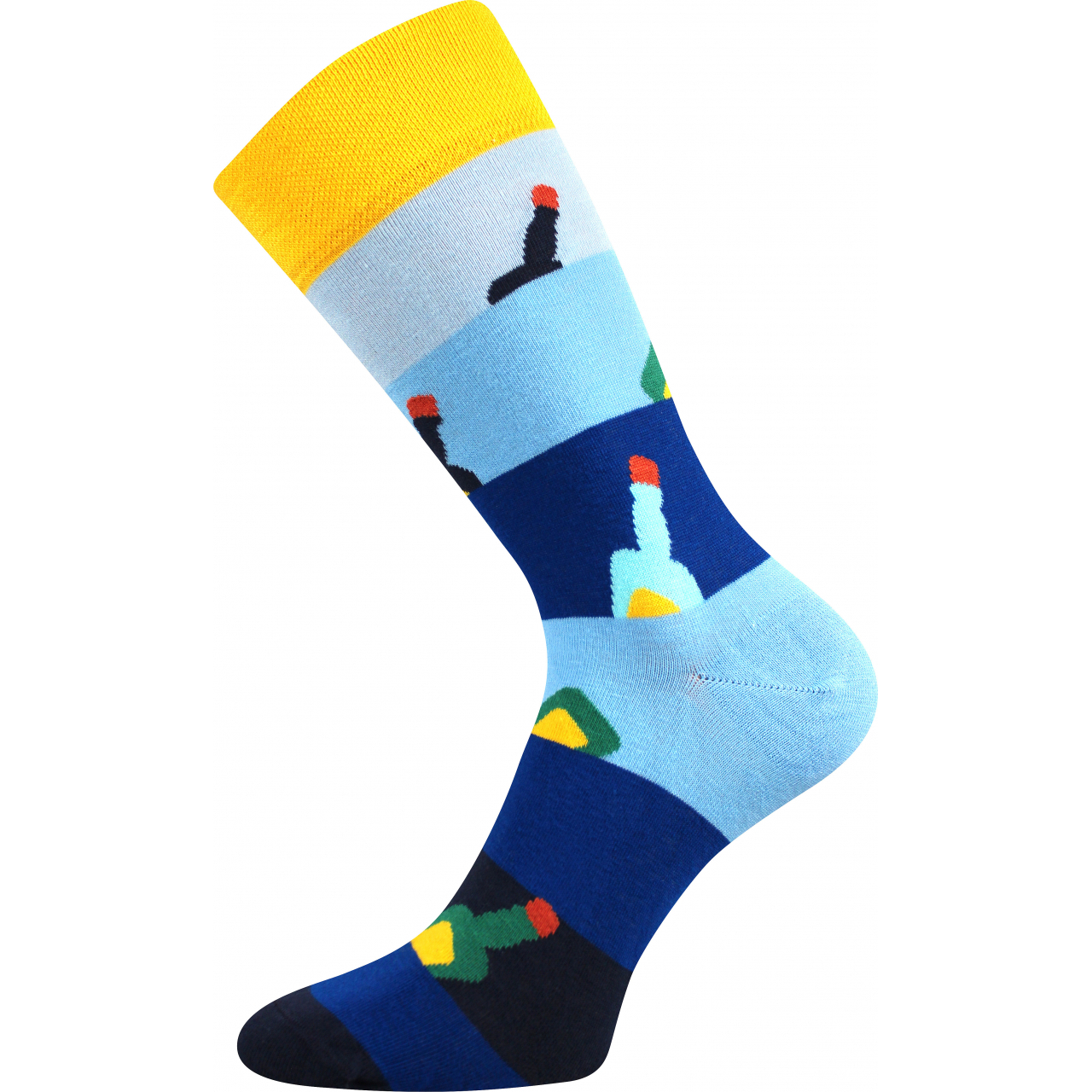 Ponožky společenské unisex Lonka Twidor Lahve - modré-žluté, 39-42