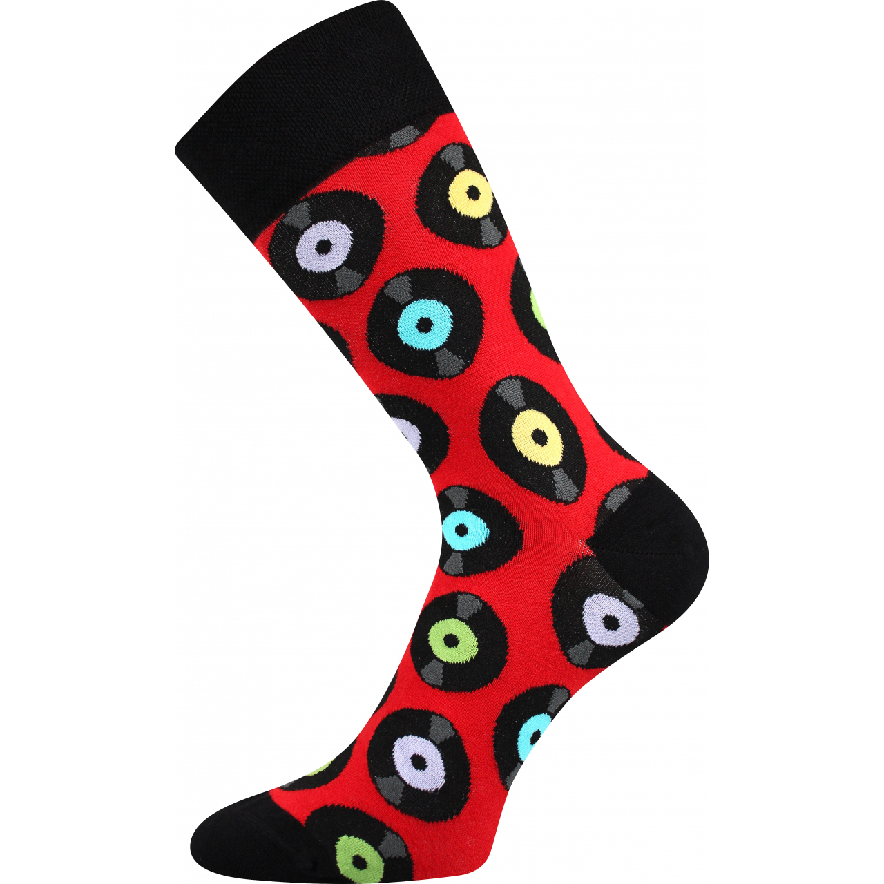 Ponožky společenské unisex Lonka Twidor LP desky - červené-černé, 39-42