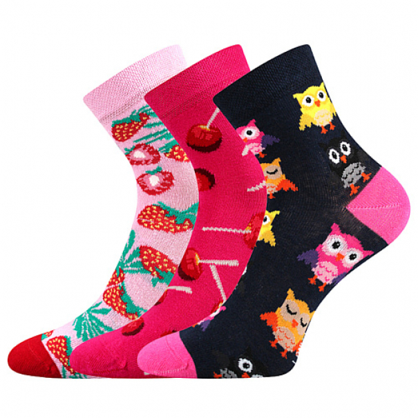 Ponožky klasické dětské Lonka Dedotik 3 páry (růžové, tmavě růžové, černé), 20-24