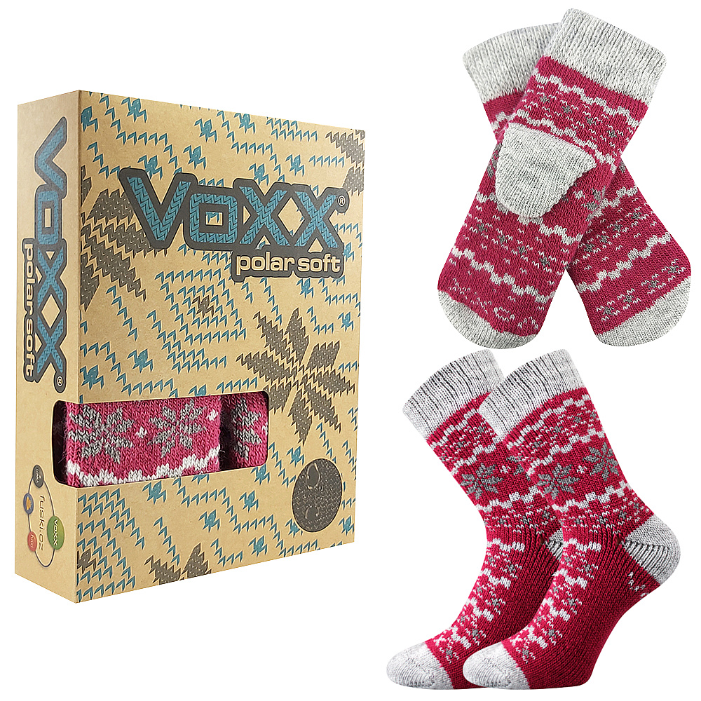 Ponožky unisex zimní Voxx Trondelag set - červené-šedé, 35-38