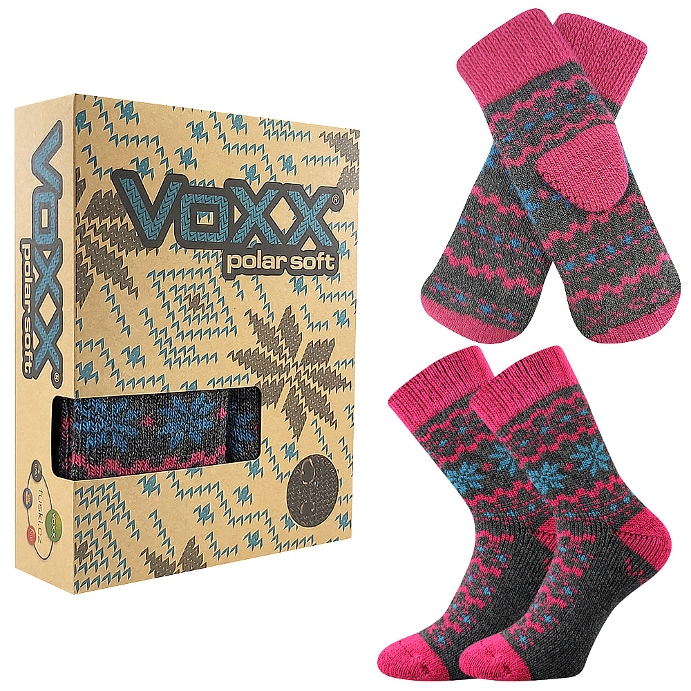 Ponožky unisex zimní Voxx Trondelag set - šedé-růžové, 35-38