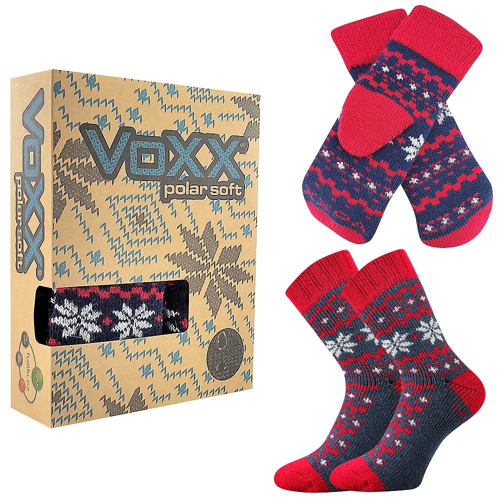 Ponožky unisex zimní Voxx Trondelag set - navy-červené, 35-38