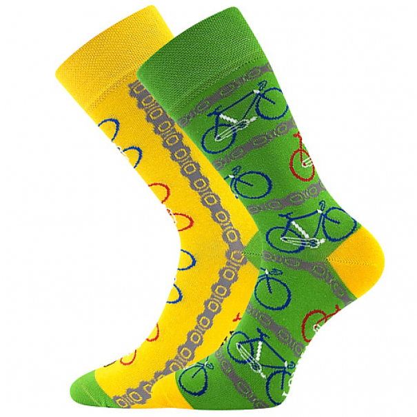 Ponožky trendy unisex Lonka Doble Sólo Kolo - zelené-žluté, 39-42