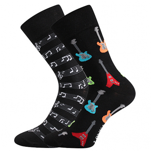 Ponožky trendy unisex Lonka Doble Sólo Kytary - černé-bílé, 43-46