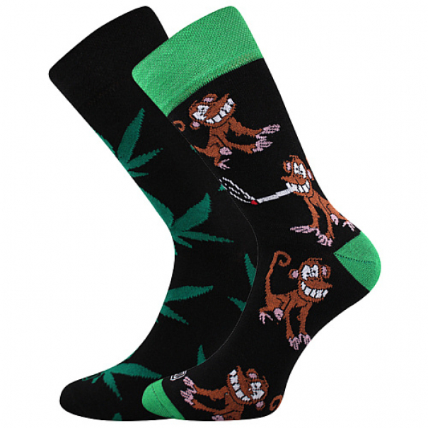Ponožky trendy unisex Lonka Doble Sólo Tráva - černé-zelené, 39-42