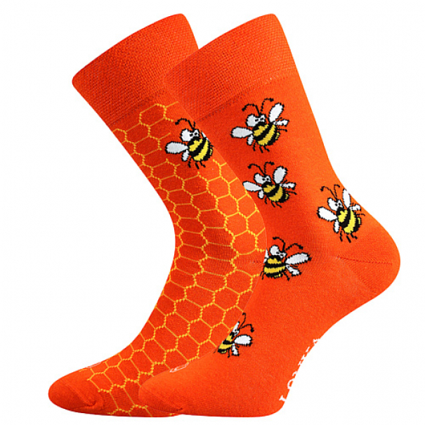 Ponožky trendy unisex Lonka Doble Sólo Včelky - oranžové-žluté, 35-38