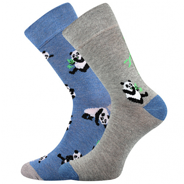 Ponožky trendy unisex Lonka Doble Sólo Pandy - šedé-modré, 39-42