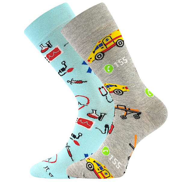 Ponožky trendy unisex Lonka Doble Sólo Záchranka - šedé-světle modré, 43-46