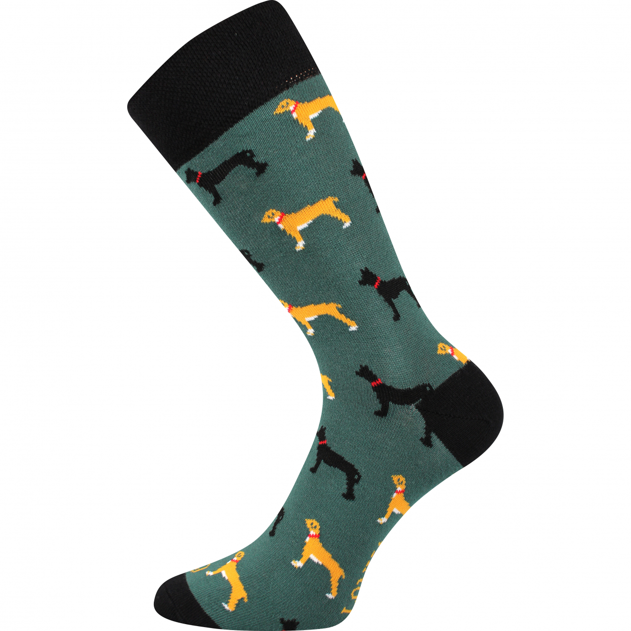 Ponožky trendy unisex Lonka Woodoo Pejsci - zelené-černé, 43-46