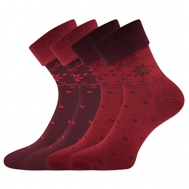 Ponožky dámské teplé Lonka Frotana 2 páry - tmavě červené, 35-38