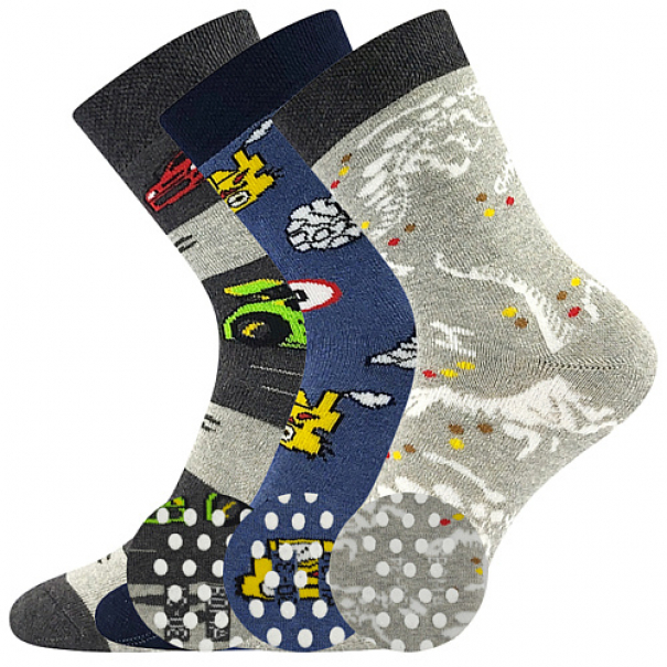 Ponožky dětské froté Boma Sibiř 07 ABS 3 páry (modré, černé, šedé), 20-24