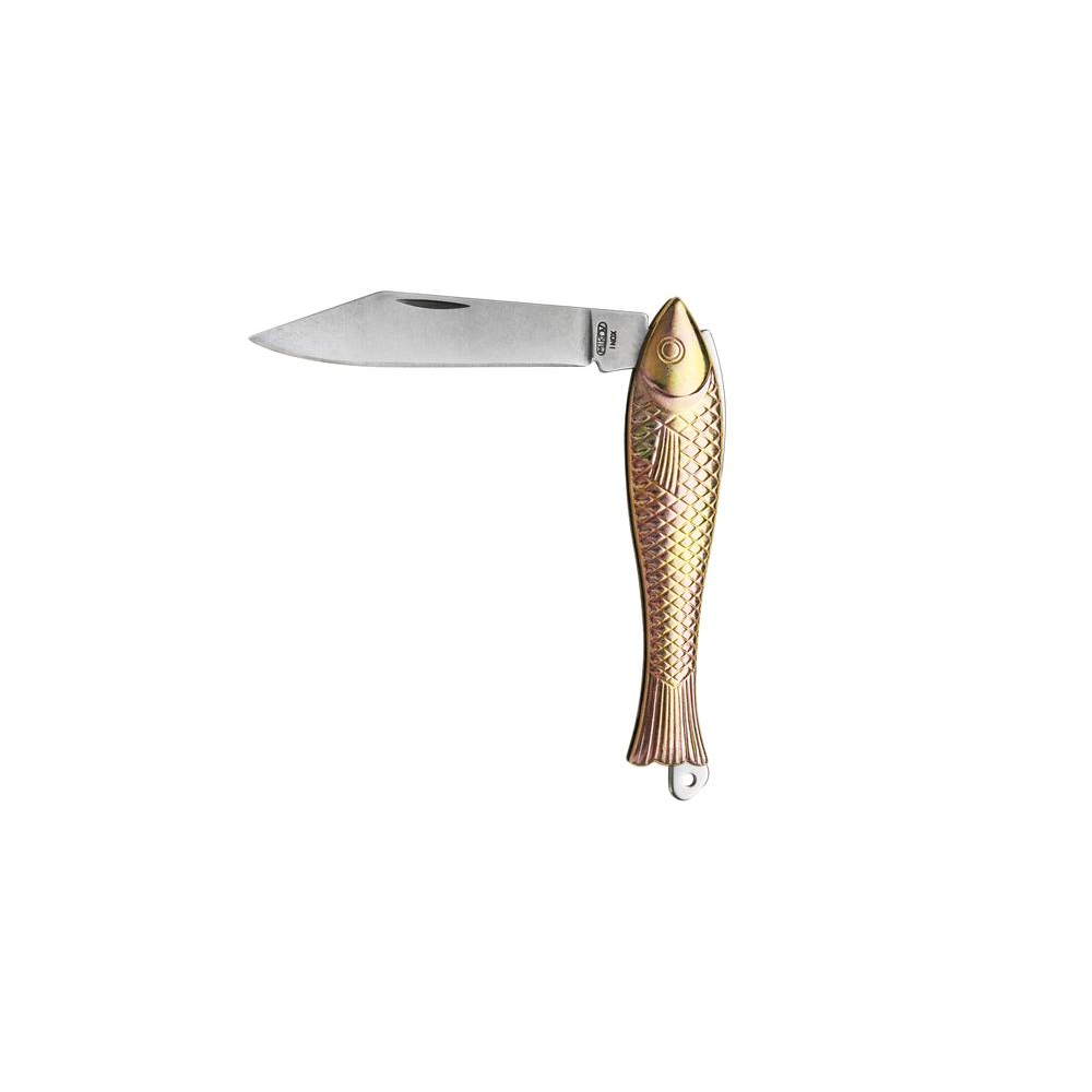 Kapesní zavírací nůž Mikov Rybička Stonewash - zlatý (18+)