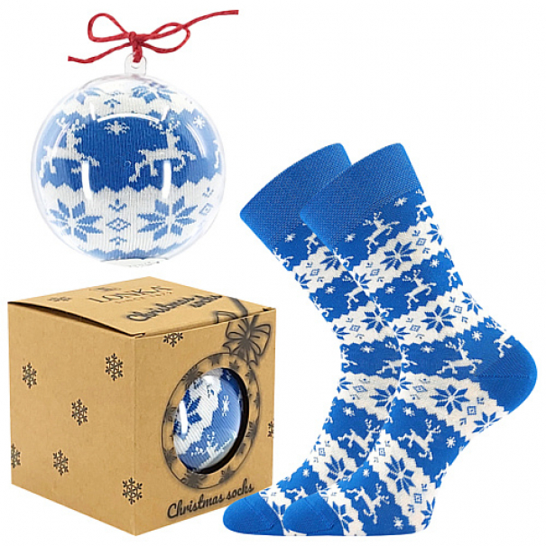 Ponožky unisex vánoční Lonka Elfi - modré-bílé, 33-38