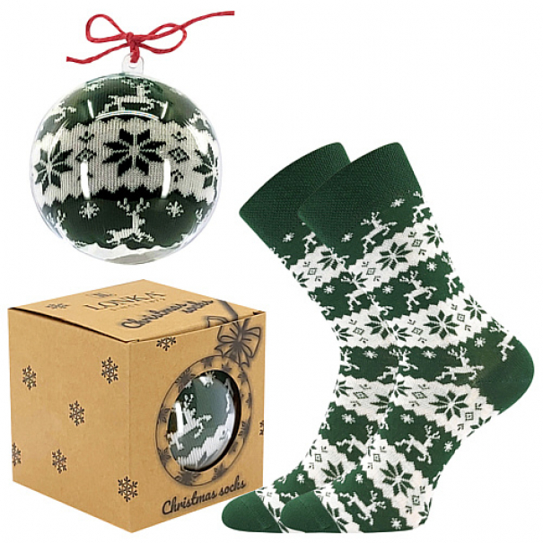 Ponožky unisex vánoční Lonka Elfi - zelené-bílé, 42-45