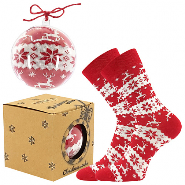 Ponožky unisex vánoční Lonka Elfi - červené-bílé, 27-32