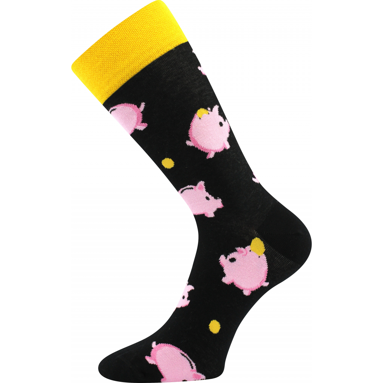 Ponožky společenské unisex Lonka Twidor Prasátka - černé-žluté, 39-42