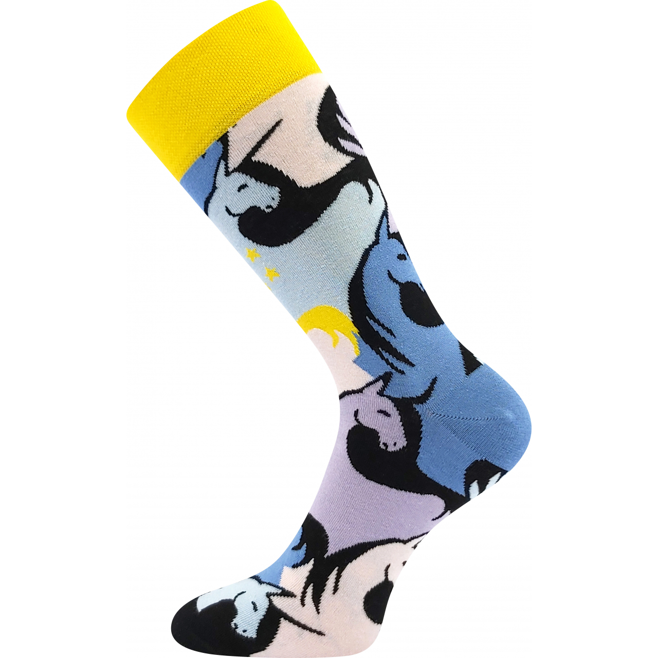 Ponožky společenské unisex Lonka Twidor Jednorožci - modré-žluté, 39-42
