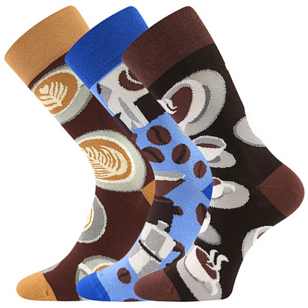 Ponožky unisex klasické Lonka Debox 3 páry Káva (modré, hnědé, tmavě hnědé), 39-42