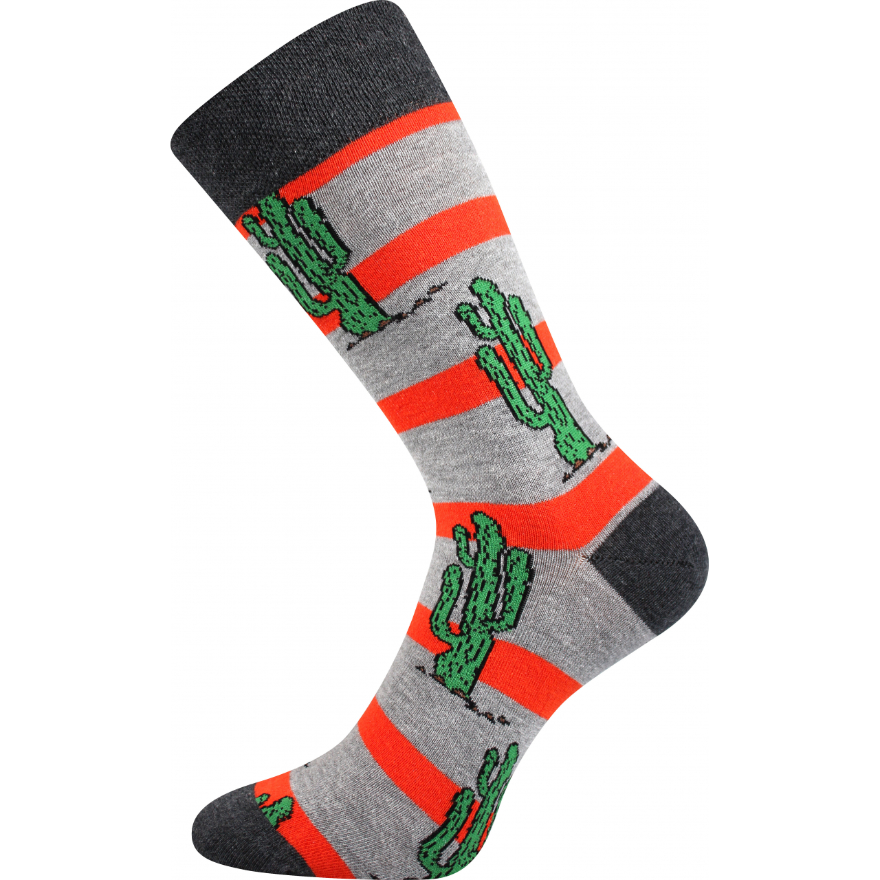 Ponožky trendy pánské Lonka Depate Kaktusy - šedé-červené, 39-42