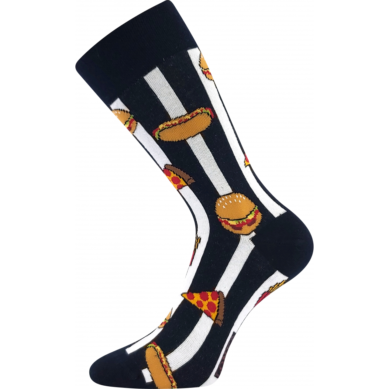 Ponožky trendy pánské Lonka Depate Fastfood - černé-bílé, 39-42