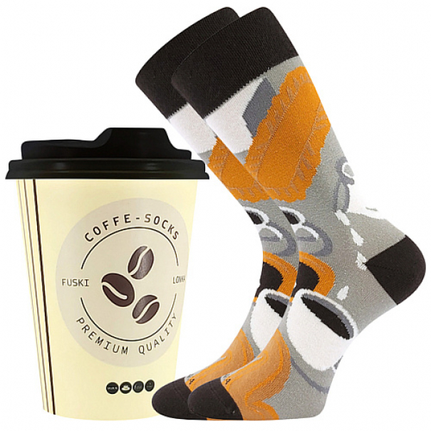 Ponožky klasické unisex Lonka Coffee - hnědé-šedé, 38-41