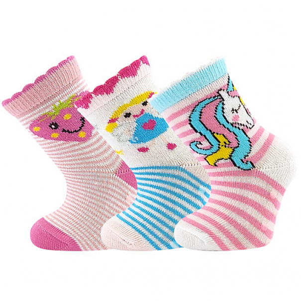 Ponožky kojenecké Boma Filípek 02 ABS 3 páry (růžové, modré, bílé), 14-17