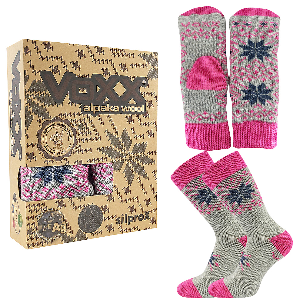 Ponožky vlněné unisex Voxx Alta set - růžové, 39-42