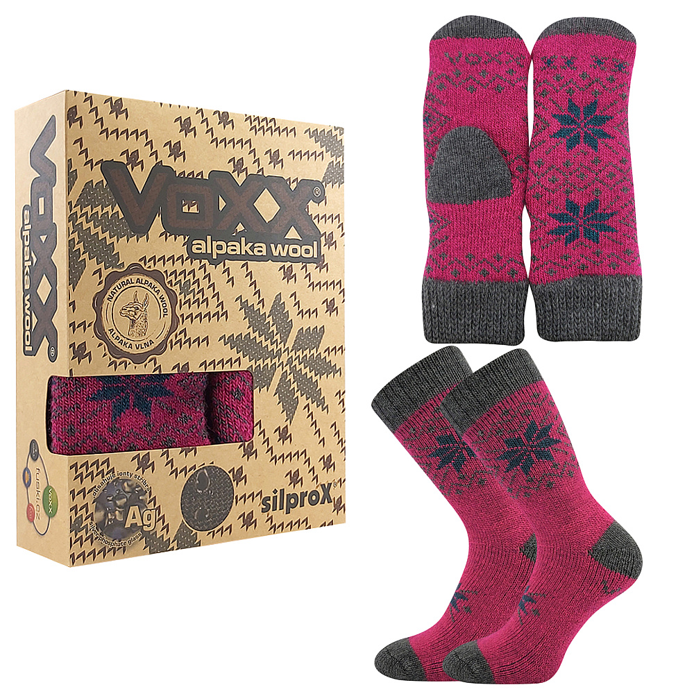 Ponožky vlněné unisex Voxx Alta set - tmavě růžové, 39-42