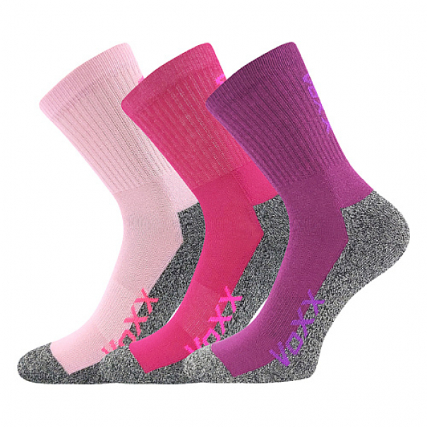 Ponožky klasické dětské Voxx Locik 3 páry (tmavě růžové, růžové, fialové), 35-38